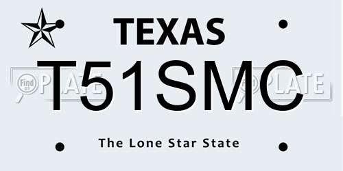 T51SMC Texas License Plate
