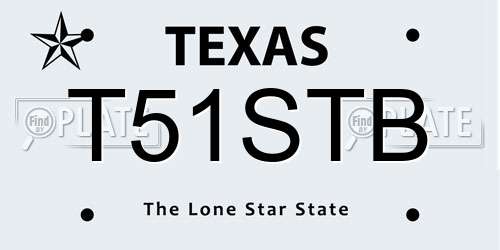 T51STB Texas License Plate