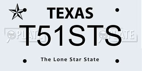 T51STS Texas License Plate