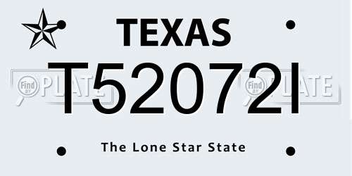 T52072I Texas License Plate