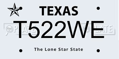 T522WE Texas License Plate