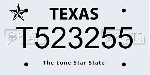 T523255 Texas License Plate