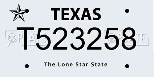 T523258 Texas License Plate