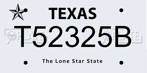 T52325B Texas License Plate