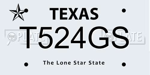 T524GS Texas License Plate