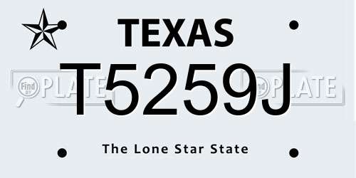 T5259J Texas License Plate