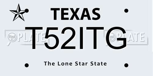 T52ITG Texas License Plate