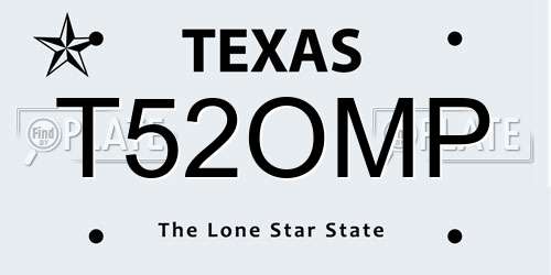 T52OMP Texas License Plate