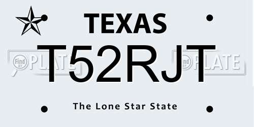 T52RJT Texas License Plate