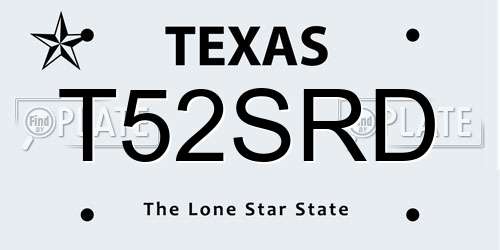 T52SRD Texas License Plate