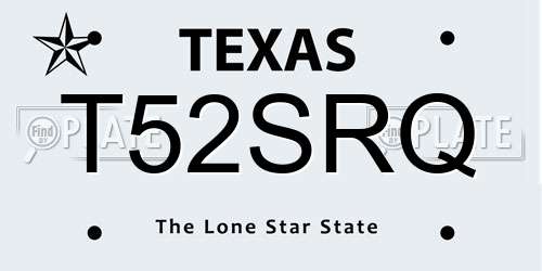 T52SRQ Texas License Plate