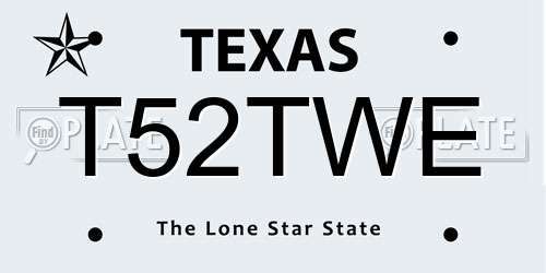 T52TWE Texas License Plate
