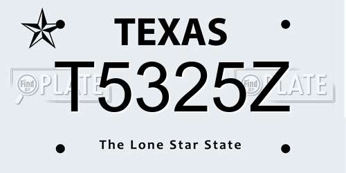 T5325Z Texas License Plate