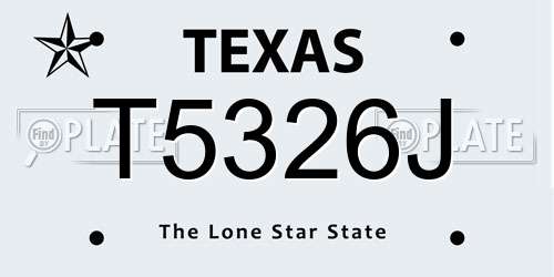 T5326J Texas License Plate