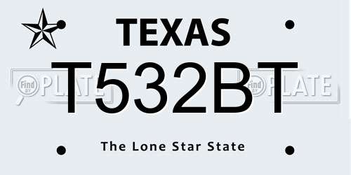 T532BT Texas License Plate