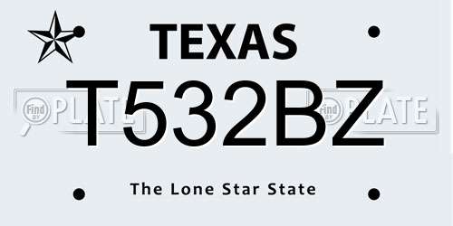 T532BZ Texas License Plate