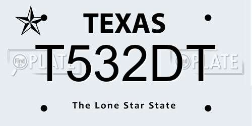 T532DT Texas License Plate