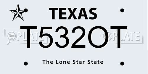 T532OT Texas License Plate