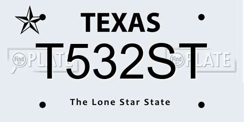 T532ST Texas License Plate