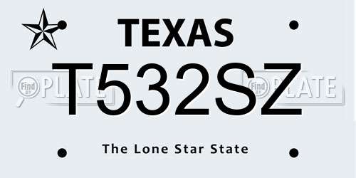 T532SZ Texas License Plate