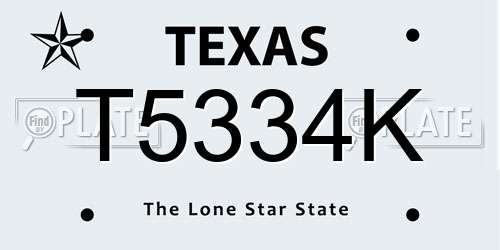 T5334K Texas License Plate