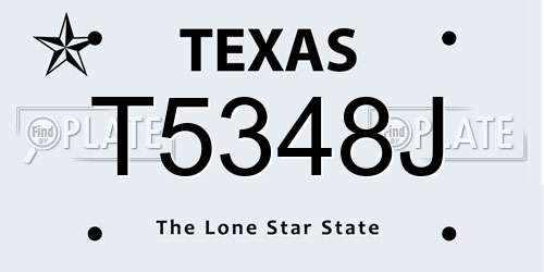 T5348J Texas License Plate