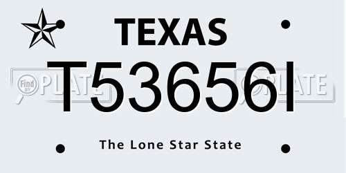 T53656I Texas License Plate
