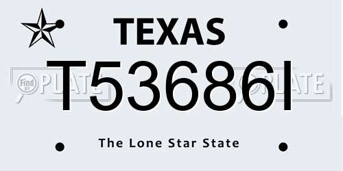 T53686I Texas License Plate
