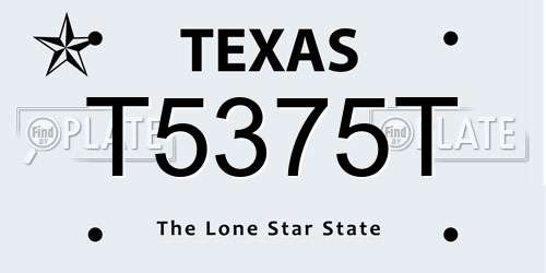 T5375T Texas License Plate