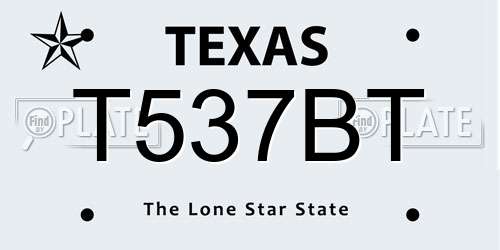 T537BT Texas License Plate