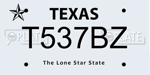 T537BZ Texas License Plate