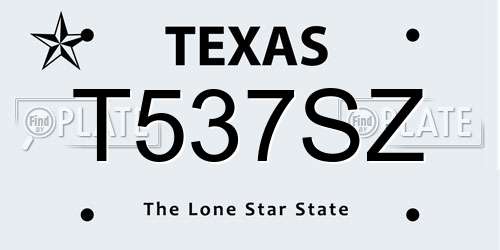 T537SZ Texas License Plate