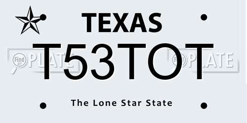 T53TOT Texas License Plate