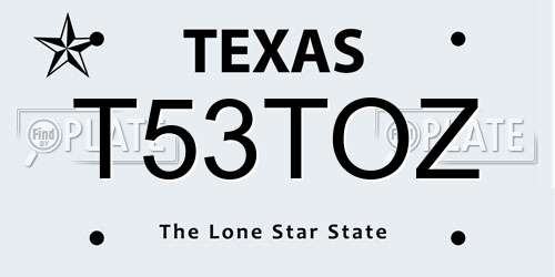 T53TOZ Texas License Plate