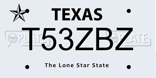 T53ZBZ Texas License Plate