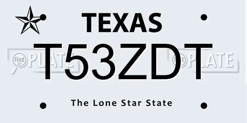 T53ZDT Texas License Plate