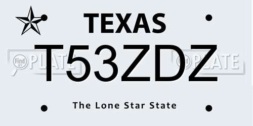 T53ZDZ Texas License Plate