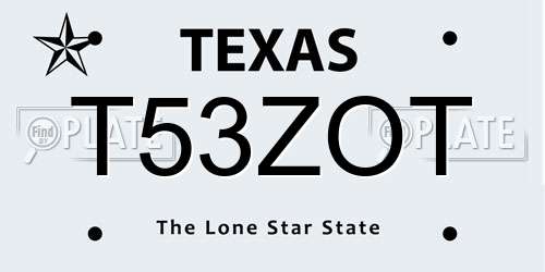 T53ZOT Texas License Plate