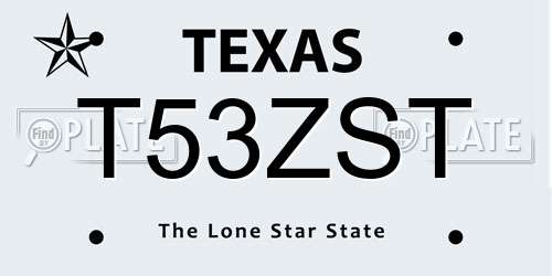 T53ZST Texas License Plate