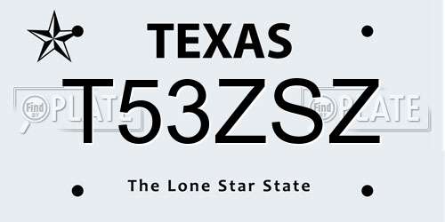 T53ZSZ Texas License Plate
