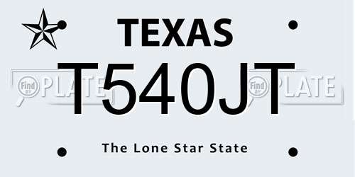 T540JT Texas License Plate