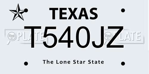 T540JZ Texas License Plate