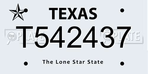 T542437 Texas License Plate