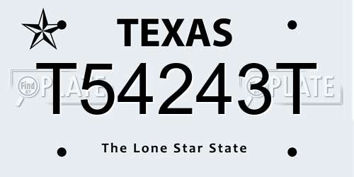T54243T Texas License Plate