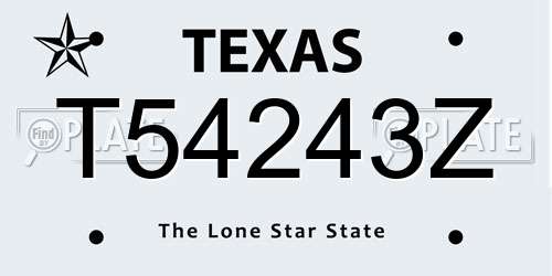 T54243Z Texas License Plate