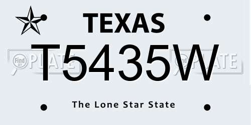 T5435W Texas License Plate