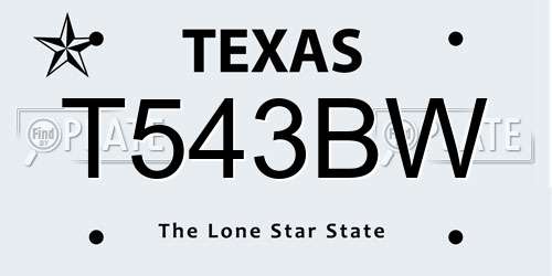 T543BW Texas License Plate