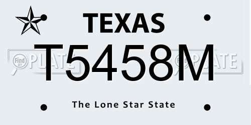 T5458M Texas License Plate