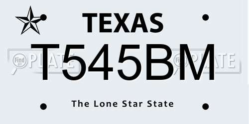 T545BM Texas License Plate
