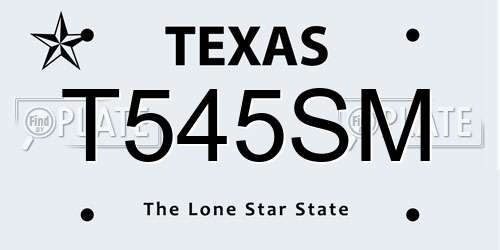 T545SM Texas License Plate